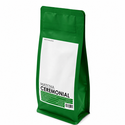 Matcha ceremonial Matchalab de 250 gramos, vista en ángulo